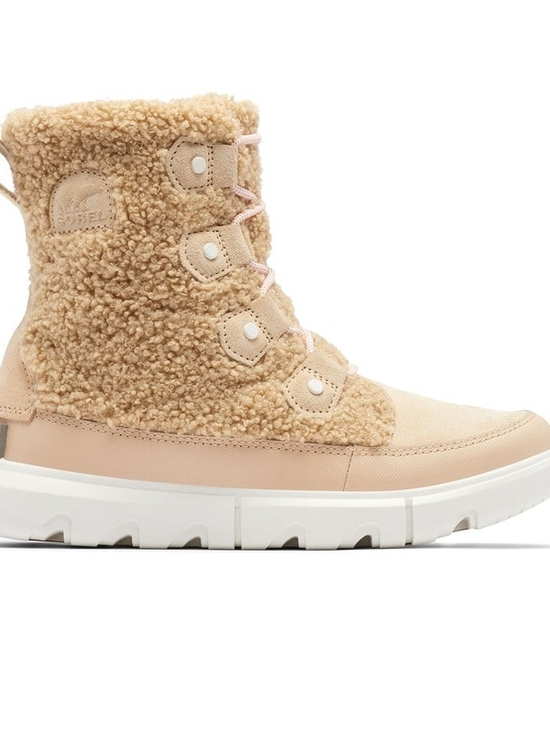 Sorel Shoes - Sorel Explorer || Joan Lightweight Sherpa Lace-Up Boot in Tan